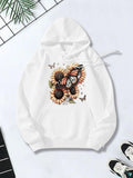 Women's Hoodie Golden Sunflowers With Realistic Butterflies Under Clear Skies Butterfly