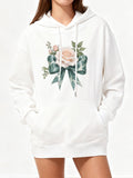 Women's Hoodie Elegant Pastel Bouquet With Lush Leaves Wrapped Around Romantic Single Flower