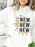 Women's Hoodie 2026 New Year Grace Praise Surrounded By Snowflake Accents Hoodie