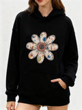 Women's Hoodie Whimsical Garden Motifs Encircling Playful Blossom Flower