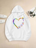 Women's Hoodie Colorful Rainbow Paint Splashes Forming An Artistic Open Heart