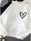 Men's Hoodie Hand Drawn Artistic Black Line Heart Illustration Hoodie