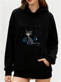 Women's Hoodie Witchy Cat With Magical Potion Bottles Under The Moonlight Cat