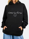 Women's Hoodie Choose Kindness With Minimalist Line Art Smiling Face Hoodie
