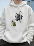 Men's Hoodie Vintage Silver Teapot Pouring Fresh Green Mint Leaves Over Glass