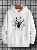 Men's Hoodie Black Spider Sitting In Detailed Web Drawing On Hoodie