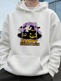 Men's Hoodie Happy Halloween Moonlight Bats With Grinning Pumpkins Spooky Cat