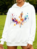 Women's Hoodie Vivid Splashes Of Multicolor Paint Surrounding Ballet Dancing Woman