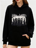 Women's Hoodie Moonlit Night With Silhouetted Witches Under Bare Winter Trees