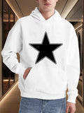 Men's Hoodie Bold Black Star With Simple Outline On Smooth Cotton Hoodie Star