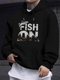 Men's Hoodie Fish On Jumping Trout With Pine Forest And Mountain Scenery Hoodie