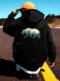 Men's Hoodie Silhouetted Forest Landscape Within A Peaceful Wandering Bear