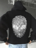 Men's Hoodie Artistic White Fingerprint Patterned Hooded Sweatshirt Back