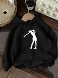 Women's Hoodie Bold Silhouette Figure With Swinging Sports Pose Hoodie