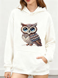 Women's Hoodie Whimsical Bejeweled Eyes Sparkling Among Feathers Majestic Owl