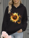Women's Hoodie Radiant Sunflower With Vibrant Butterflies In Gentle Bloom Hoodie