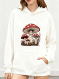 Women's Hoodie Woodland Nature With Red Toadstools Surrounded By Dry Forest Grass Mushroom
