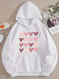 Men's Hoodie Rows Of Sweet Pastel Colored Hearts On Cozy White Hoodie