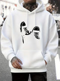Men's Hoodie Urban Minimalist Design With Artistic Black Ink Sneakers