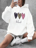 Women's Hoodie Be Kind Hand Drawn Patterned Hearts Among White Space Hoodie