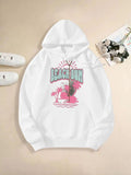 Women's Hoodie Beach Bum Pink Sunset With Palm Trees And Ocean Waves Island