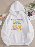 Men's Hoodie My Favorite People Calls Me Mom With Retro Sunset And Pastel Mountains