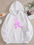 Men's Hoodie Shimmering Pink Sparkle Silhouette Of Hockey Player Hoodie