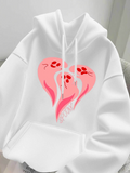 Men's Hoodie Pink Artistic Heart With Stylized Animal Paw Prints Hoodie