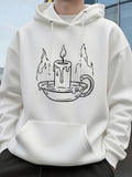 Men's Hoodie Melting Candle Surrounded By Glowing Flames Among Shadows Candle