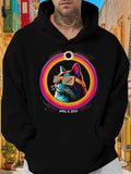 Men's Hoodie April 8 2024 Neon Colorful Cat With Sunglasses In Retro Graphic Style