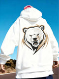 Men's Hoodie Fierce Wild Nature Among Majestic Mountains Roaring Bear Head Hoodie