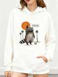 Women's Hoodie Everyday With Orange Sun Under Palm Trees Raccoon
