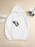 Women's Hoodie Delicate Yellow Petals Floating Beside A Gently Resting Butterfly