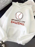 Men's Hoodie Apparently I Like Baseball Minimalist Red Brown Linework Baseball