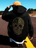 Men's Hoodie Geometric Golden Dots Pattern Shining On A Black Artistic Skull