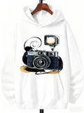 Men's Hoodie Retro Flash Photography Print With Artistic Swirl And Bold Shadows Camera