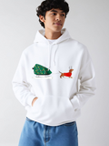 Men's Hoodie Playful Red Dog With Green Decorated Christmas Tree Hoodie