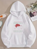 Men's Hoodie Red Car Under Falling Snow Among Small Pine Trees Car