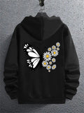 Men's Hoodie Blooming White Daisies Forming Wings On Graceful Butterfly