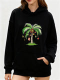 Women's Hoodie Festive Bright Ornaments Hanging On Lush Green Christmas Palm Tree
