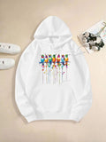 Women's Hoodie Vibrant Watercolor Drips With Colorful Birds On Branch