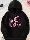 Men's Hoodie Enchanting Night With Pink Haired Witch Holding Glowing Crystal Ball