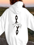 Men's Hoodie Broken Chain With Flying Birds Among Wilderness Back Chain