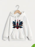 Women's Hoodie Vibrant Abstract Petals With Textured Layers Surrounding A Stylized Lotus Flower