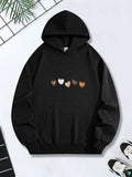 Women's Hoodie Gradient Patterned Hearts In A Row With Soft Color Transitions Heart
