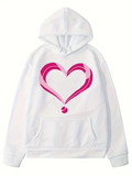 Men's Hoodie Bold Pink Artistic Paint Strokes Forming Open Heart Shape