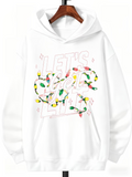 Men's Hoodie Lets Get Lit Colorful Holiday String Lights Hoodie