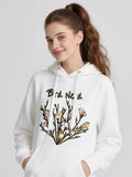 Women's Hoodie Bird Nest Whimsical Songbirds Perched On Twigs In A Peaceful Scene