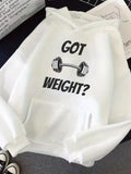 Men's Hoodie Got Weight With Simple Barbell Illustration Hoodie