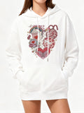 Women's Hoodie Little Pink Doodles And Cute Patterned Hearts Composition Heart